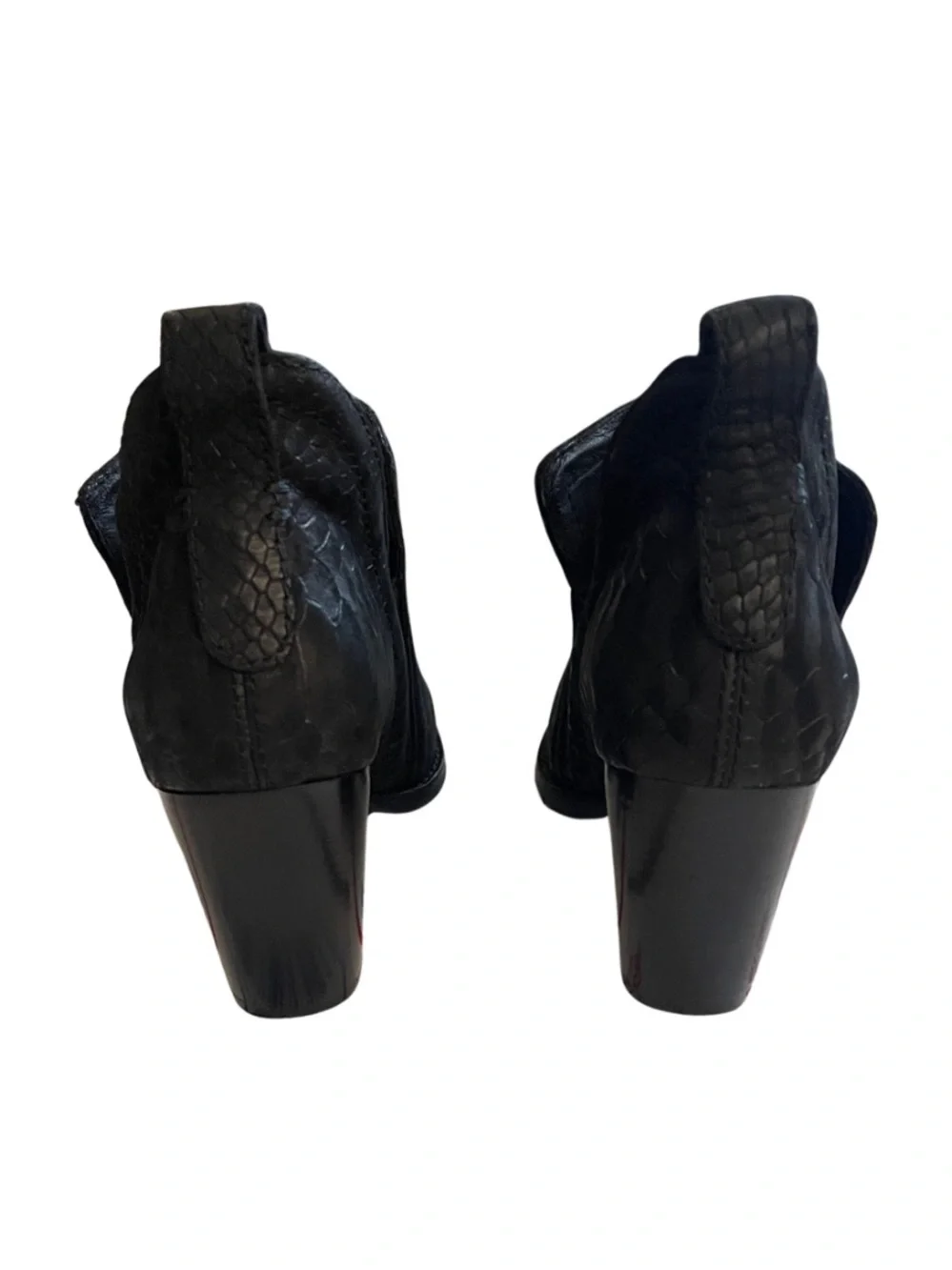 Jeffrey Campbell ROWLAN Snakeskin Embossed Ankle Boots in Black